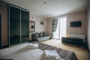 Postel nebo postele na pokoji v ubytování Hoch Land