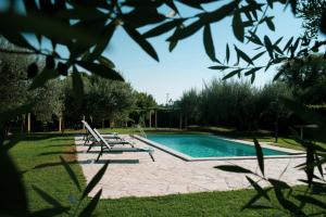 a swimming pool with two loungers at Casale Barbi in Velletri