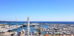 a marina filled with lots of boats in the water at O Festival Palace, terrace with panoramic sea view in Cannes
