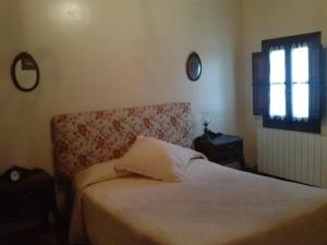 sypialnia z łóżkiem i oknem w obiekcie Casa Rural Fuentetrigo w mieście Brizuela