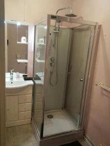 a bathroom with a shower and a sink at Joli appartement résidentiel à Troyes in Troyes