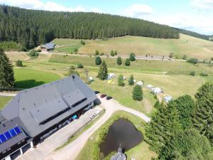 an aerial view of a building in a field at Zum Wilden Michel in Oberlinach