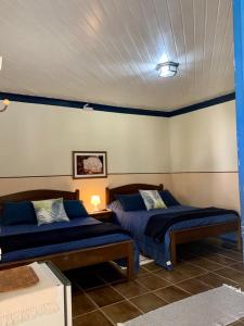 a bedroom with two beds in a room at Fazenda Alvorada in Cunha