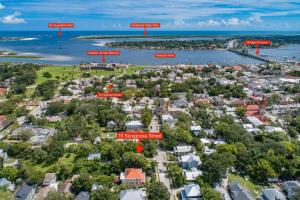 an aerial view of a neighborhood with houses and the water at 16 Saragossa Street B in St. Augustine