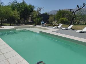 a swimming pool with lounge chairs in a yard at Aires de Ambar in Merlo
