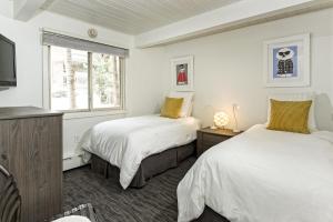 a bedroom with two beds and a tv and a window at Standard Two Bedroom - Aspen Alps #103 in Aspen