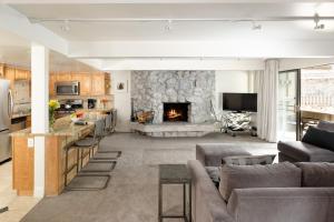 亞斯本的住宿－Standard Two Bedroom - Aspen Alps #103，带沙发和壁炉的客厅