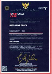 Certificato, attestato, insegna o altro documento esposto da Hotel Griya Wijaya