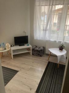Un televizor și/sau centru de divertisment la Pokoje Przy Warszawskiej