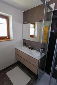 y baño con lavabo y ducha. en Appartement Fersterer/Schönblick, en Maishofen
