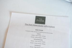 a ticket for the park the park hotel guest information at The Park Hotel in Liverpool