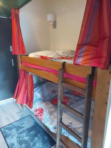 een slaapkamer met een stapelbed in een kamer bij Studio cabine Piau-Engaly au pied des pistes in Aragnouet