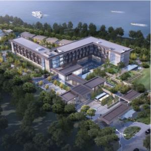 an overhead view of a large building with trees at Hotel Indigo Suzhou Yangcheng Lake, an IHG Hotel in Suzhou