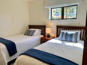 a bedroom with two beds and a window at Best On Bills in Wanaka
