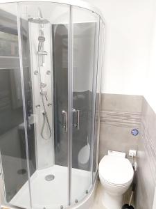 a bathroom with a shower and a toilet at Superbe studio 15 m²,proche Disney, Asterix, CDG in Gressy