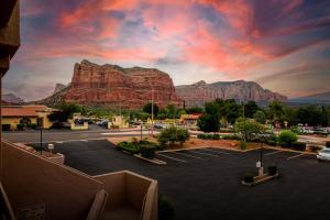 a view of a parking lot with a mountain at Wildflower Inn at Bell Rock in Sedona