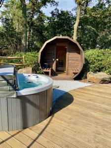 Swimmingpoolen hos eller tæt på Luxe Finse Kota met Jacuzzi en SaunaBarrel de Zandhoef