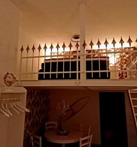 a shelf with a bed on top of it at Muemling Apartment 1 in Erbach