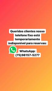 zrzut ekranu wiadomości tekstowej z telefonem nr 2 w obiekcie Pousada das Gaivotas w mieście Guaibim