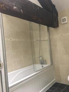 a shower in a bathroom with a bath tub at RIVERSIDE APARTMENT IN THE CENTRE in Boston