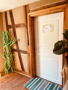 a door in a room with a plant next to it at Appartement 44 in Burrweiler