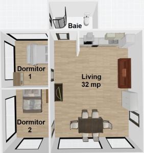 a floor plan of a small apartment with a room at Magurele Forest in Măgurele