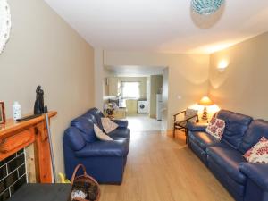 a living room with two couches and a fireplace at Georges Street in Killala