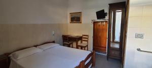 1 dormitorio con cama, escritorio y ventana en Albergo Avalon, en Turín
