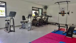 a gym with a bunch of exercise equipment in a room at ALIGIO luxury apart-hotel in Las Terrenas