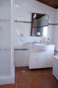 uma casa de banho com um lavatório e um espelho em Casa dos Limões em Arcos de Valdevez