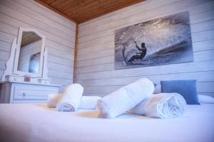 Łóżko lub łóżka w pokoju w obiekcie Rural Tarifa Beach Las Cabañas