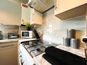 Dapur atau dapur kecil di Gillingham Centre Modern Apartment