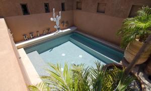 a swimming pool with plants next to a building at Riad Dar 73 in Marrakesh