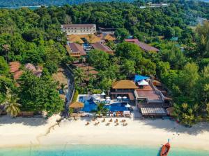 an aerial view of a resort on the beach at AKIRA Lipe Resort in Ko Lipe