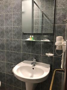 uma casa de banho com um lavatório e um espelho em Atlant Hotel em Uzhhorod