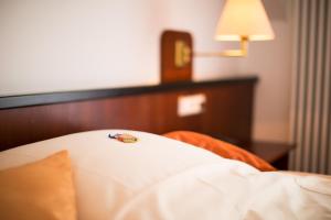 Postel nebo postele na pokoji v ubytování Hotel Freihof
