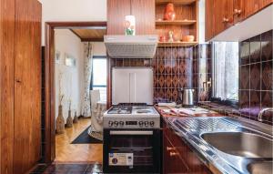 a kitchen with a stove top oven next to a sink at Amazing Apartment In Rijeka With House A Panoramic View in Rijeka
