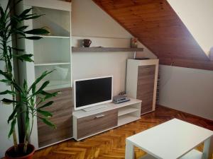 Apartment Marietta في تريبونج: غرفة معيشة مع تلفزيون وطاولة