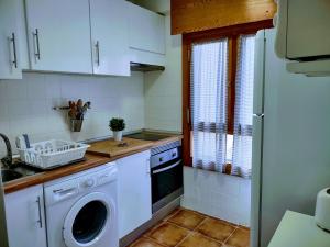 cocina con lavadora y fregadero en Apartamento Puerto de Navacerrada, en Cercedilla