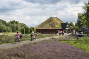 a group of people riding bikes in front of a building at Logement Hartsuiker in Hoogeveen