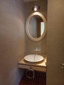 ein Badezimmer mit Waschbecken und Spiegel in der Unterkunft Departamento Centro San Martin de los Andes in San Martín de los Andes