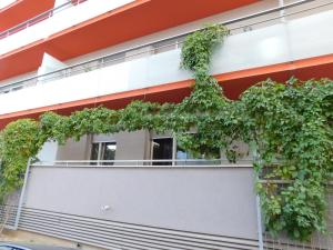 City Style Apartment-New Zagreb في زغرب: زرع على جانب مبنى