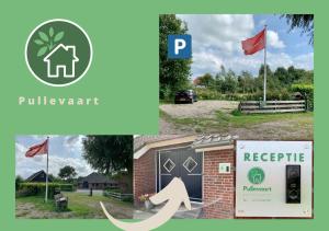 un collage de fotos con una casa y una bandera en Pullevaart, en Elim