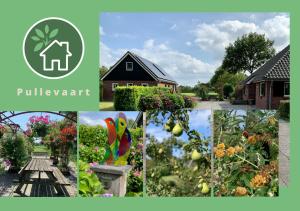 un collage de photos d'une maison et d'un jardin dans l'établissement Pullevaart, à Elim