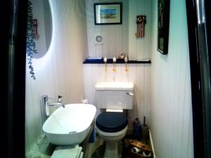 a bathroom with a toilet and a sink at The Wee Anchor in Arbroath