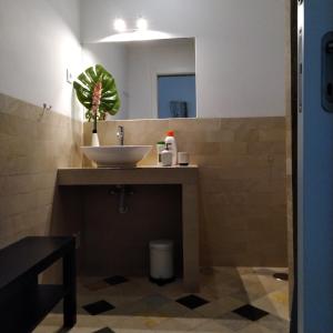 a bathroom with a sink and a mirror at Tomarhousing - Old Town in Tomar +28 photos