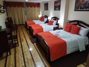 Postel nebo postele na pokoji v ubytování HOTEL VELANEZ SUITE Riobamba