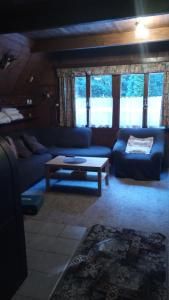 uma sala de estar com um sofá e uma mesa de centro em Chalupa u Šlikovky em Jáchymov