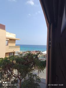 widok na plażę z okna w obiekcie Apartamentos El Carmen w mieście Morro del Jable