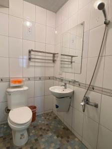 a bathroom with a toilet and a sink at Beauty Home Homestay in Hualien City